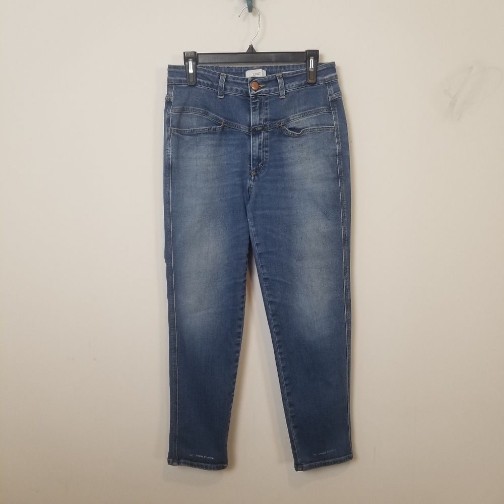 Closed Denim Pedal Pusher High Rise Strech Straight Blue Jean